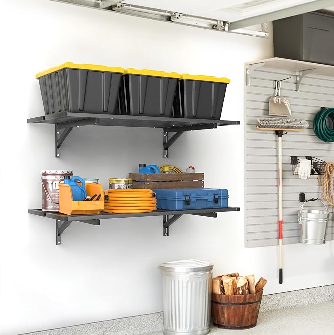 WALMANN 2 Pack Heavy Duty Wall Shelves, 2 ft x 4 ft Wall-Mounted Garage Storage - Image 2
