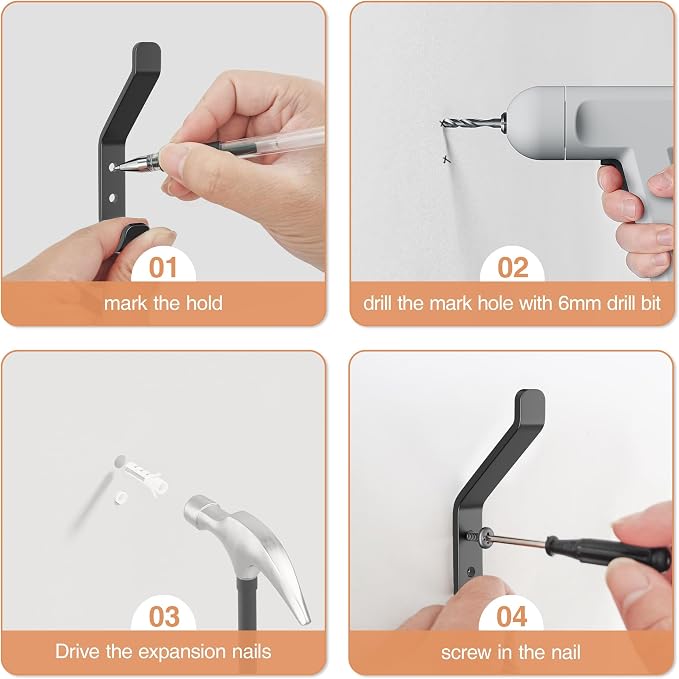 10-Pack Coat Hook for Hanging, Stainless Wall Hooks for Towel, Wall Mounted - Image 6