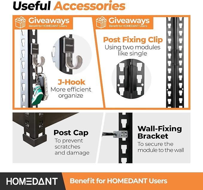 HOMEDANT 5 Tier Storage Shelves Adjustable Laminated Boltless Garage Metal - Image 6