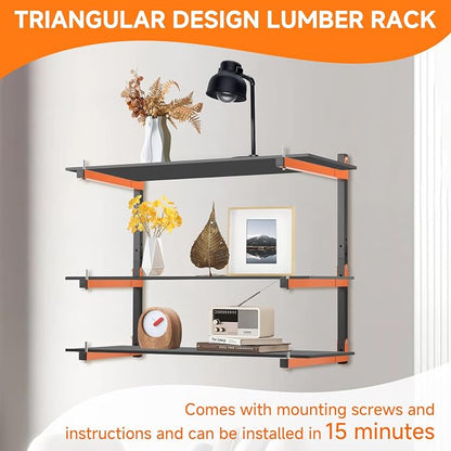 4 Pack Lumber Rack Wall Mount, Heavy Duty Wood Storage Racks, 6-Level System - Image 5