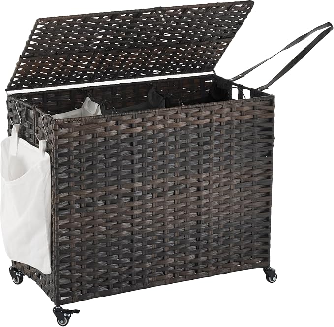 Laundry Hamper with Wheels, 52.8 Gallon Rolling Laundry Basket with Lid by Hiagnete