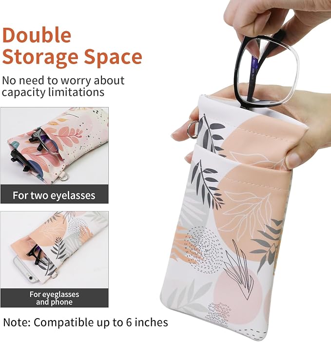 Double Eyeglass Case Soft Dual Glasses Case - Image 6