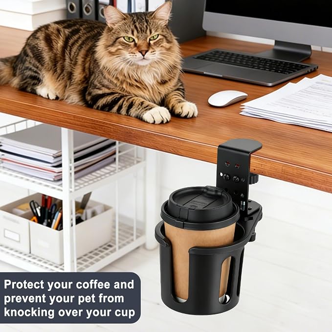 MYITYARD Desk Cup Holder Clamp, Clip On Table Cup Holder, Rotatable Water - Image 7