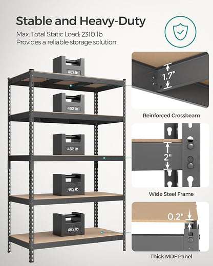 SONGMICS 5-Tier Storage Shelves, Load 2310 lb, Garage Storage, Boltless Assembly - Image 4