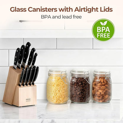 ComSaf Airtight Glass jar with lid 34oz Set of 3, Glass Storage Containers with - Image 7