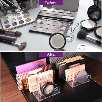 Lolalet Clear Acrylic Makeup Palettes Organizer, Divided Sections Stand Rack - Image 3