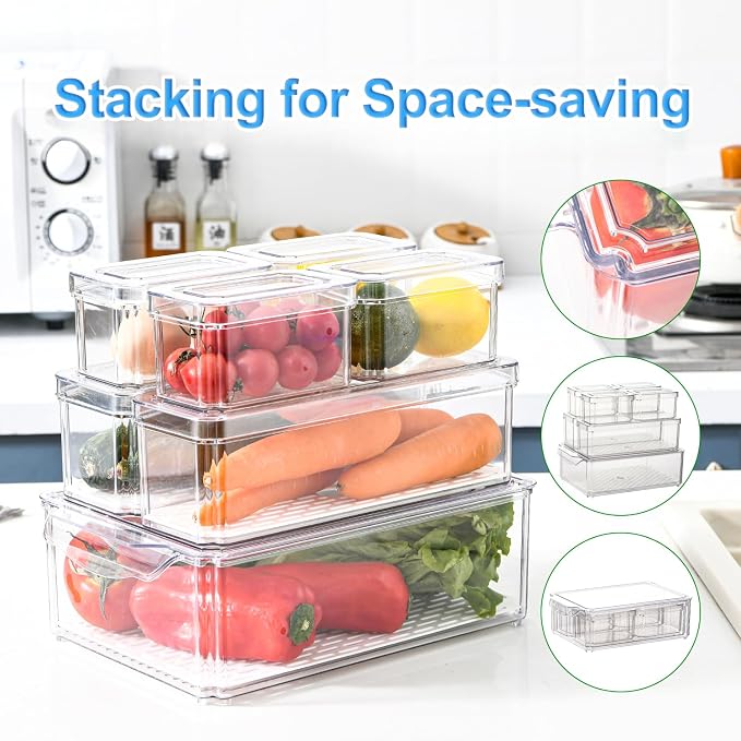14-Pack Clear Fridge Organizer Bins - Image 2
