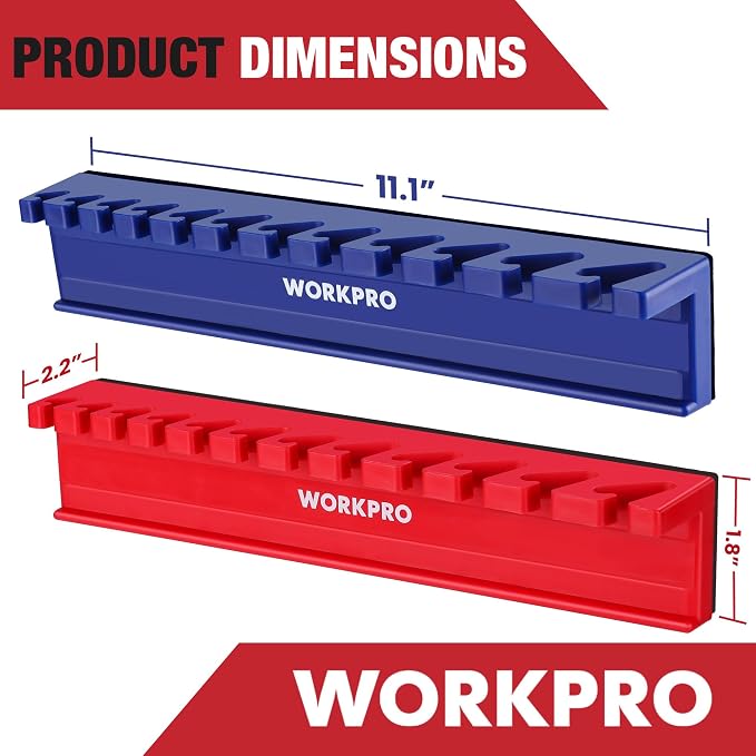 WORKPRO 2-Piece Magnetic Wrench Organizer, 24 Slots Wrenches Holder Fits SAE - Image 2