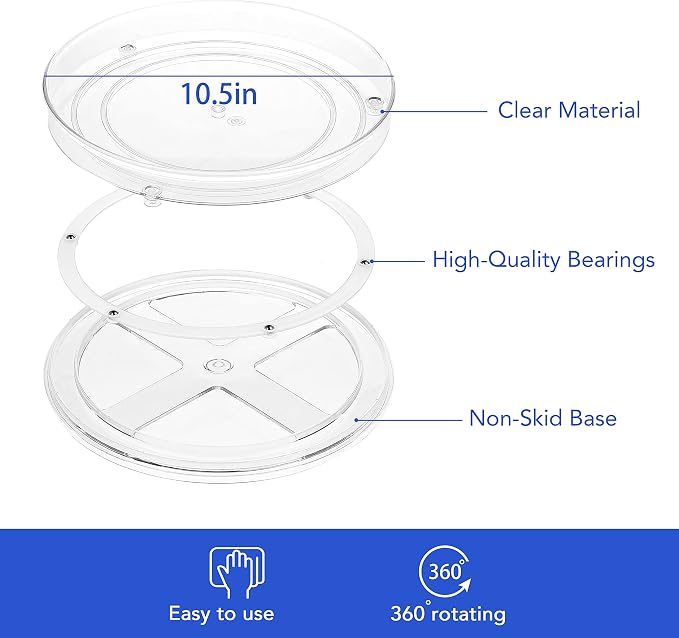 URALFA 2-Pack Lazy Susan Cabinet Organizer, Plastic Rotating Round Lazy Susan - Image 7