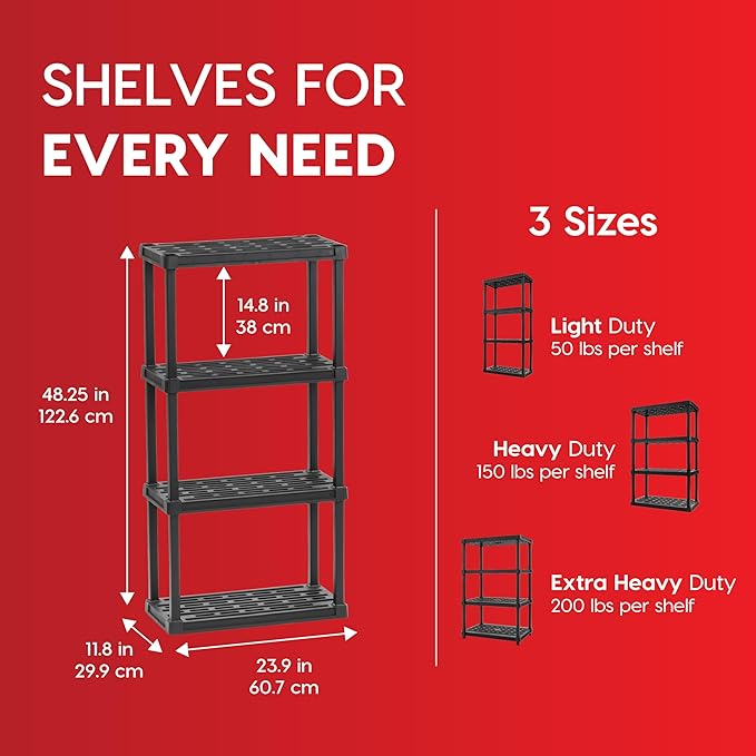 IRIS USA 4-Shelf Light Duty Plastic Storage Shelves, 200lb Capacity, Medium - Image 2