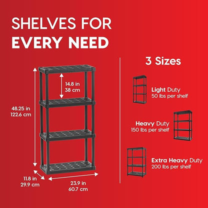IRIS USA 4-Shelf Light Duty Plastic Storage Shelves, 200lb Capacity, Medium - Image 2