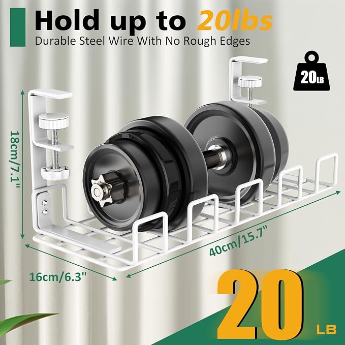 Under Desk Cable Management Tray, L 15.7''W 6.3'' No Drill Steel Desk Cable - Image 4