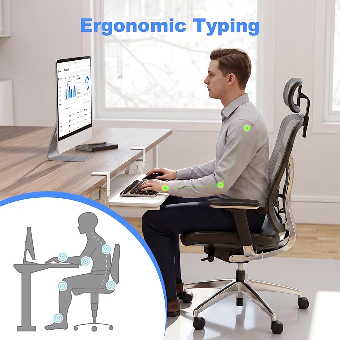 XINLEI Keyboard Tray Under Desk Large C-Clamp 25.6” x 11.8” Slide-Out Platform - Image 3