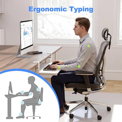 XINLEI Keyboard Tray Under Desk Large C-Clamp 25.6” x 11.8” Slide-Out Platform - Image 3