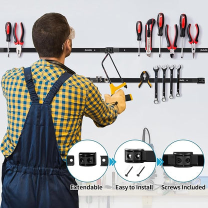 6 Pieces 12" Magnetic Tool Holder Strip, Metal Tool Organizer Rack - Image 3