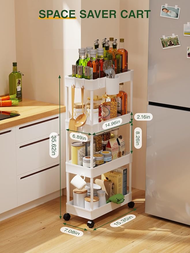 LEHOM Slim Rolling Storage Cart - Image 3