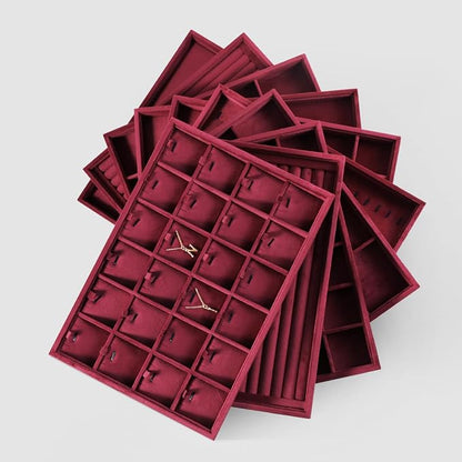 Velvet Necklace Display Tray, Stackable 24 Grid Insert Pendant Necklaces - Image 9