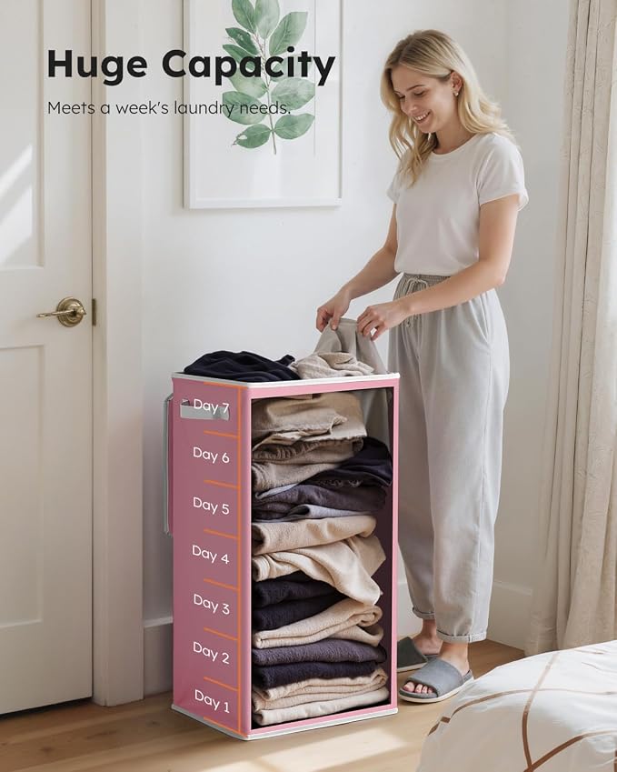 SOLEDI Laundry Hamper with Lid 100L Large & Tall Collapsible Laundry Basket - Image 4