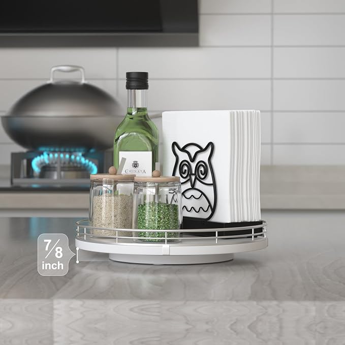 9" Oak Wood Lazy Susan Organizer, Lazy Susan - Image 2