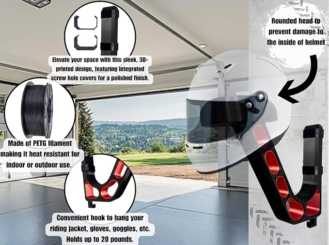Wall Mounted Helmet Holder – Heavy Duty Motorcycle Helmet Hanger Rack - Image 5