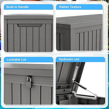 200 Gallon Resin Deck Box, Waterproof Outdoor Storage Box - Image 5