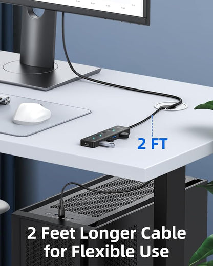 Selore USB 3.0 Hub, Selore 4-Port USB Hub Ultra-Slim Data USBA Splitter USBA - Image 5