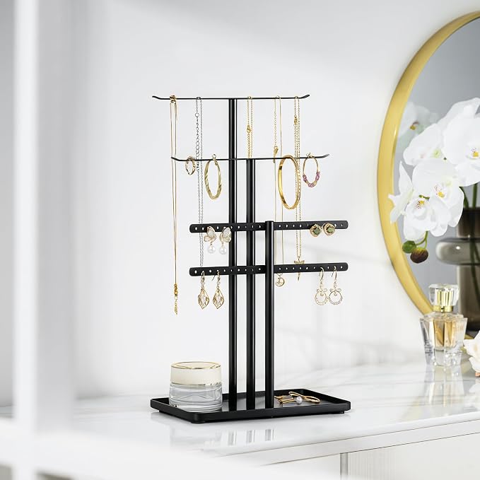 pickpiff Jewelry Stand Organizer, 14.5" Tall Sturdy Metal, 3-Tier Jewelry Holder - Image 6