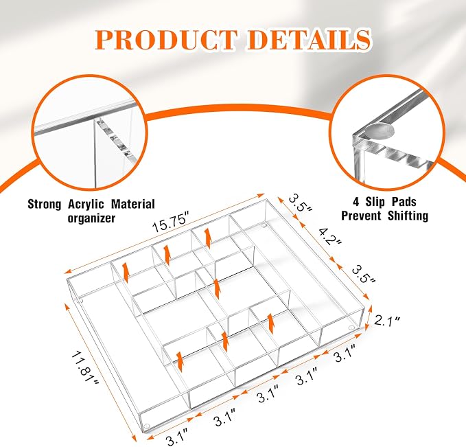 Large Acrylic Desk Deep Drawer Organizer - Image 2