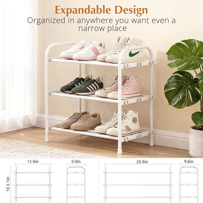 INSMART 3-Tier Expandable Shoe Rack, Stackable and Adjustable Shoes Organizer - Image 3