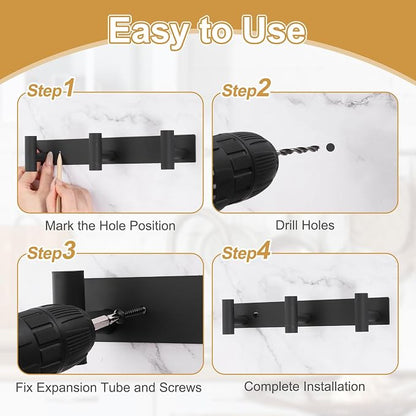 uxcell 1 Set Hat and Coat Wall Mount Rack, Stainless Steel 4 Hooks Towel Racks - Image 4