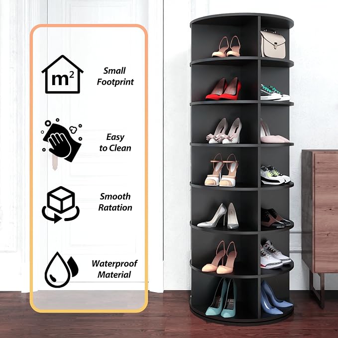 Rotating Shoe Rack, 7-Tier Spinning Shoe Rack, Free Standing Rotating Shoe Rack - Image 6