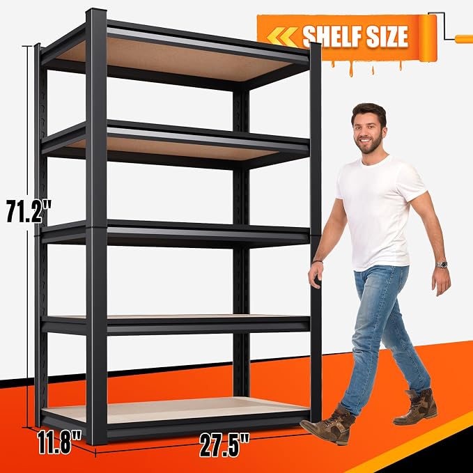 71.2" H Garage Shelving Heavy Duty Storage Shelves, Metal Adjustable Shelving - Image 3