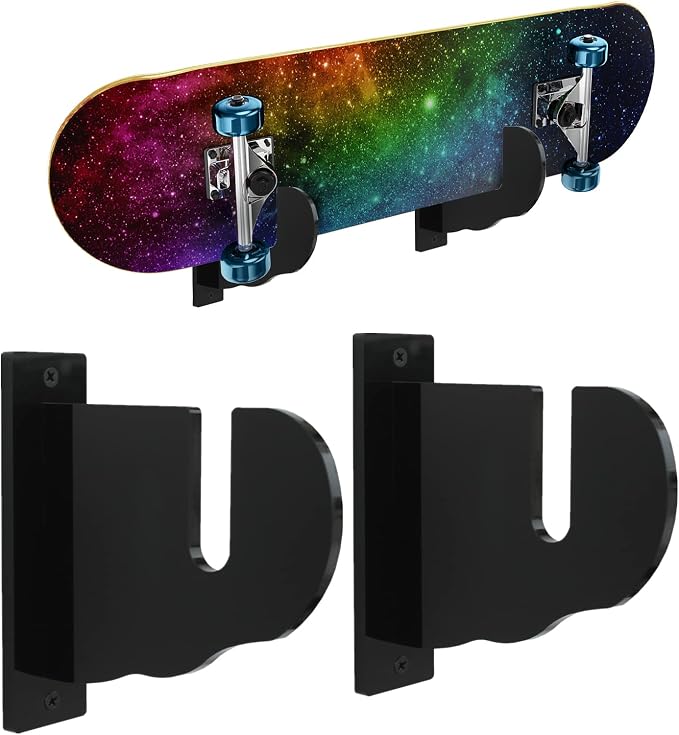 BiJun Skateboard Wall Mount, Snowboard Wall Mount Display, Acrylic Horizontal by BiJun