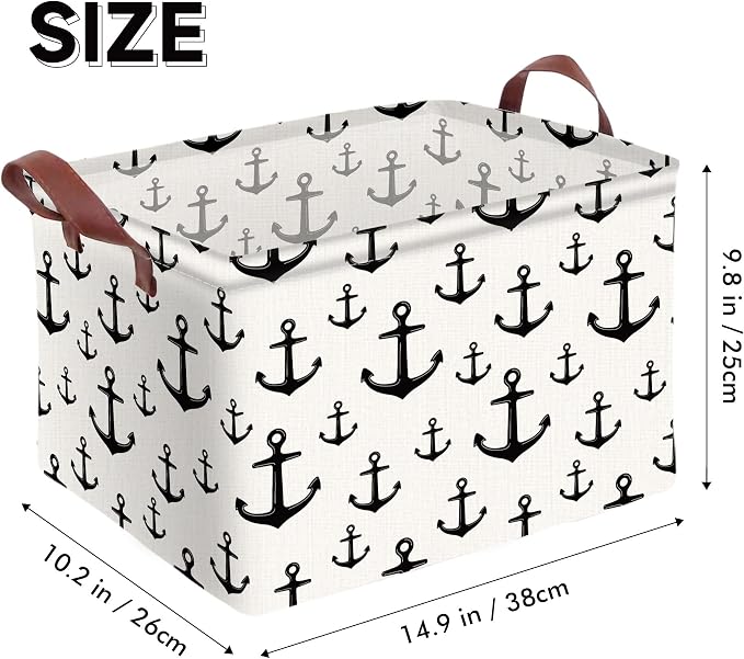 Anchor Storage Basket Waterproof Canvas Toy Storage Bin Home Anchor Decor - Image 2
