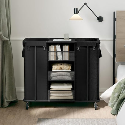 WOWLIVE Laundry Sorter 2 Section 200L Rolling Laundry Hamper - Image 7