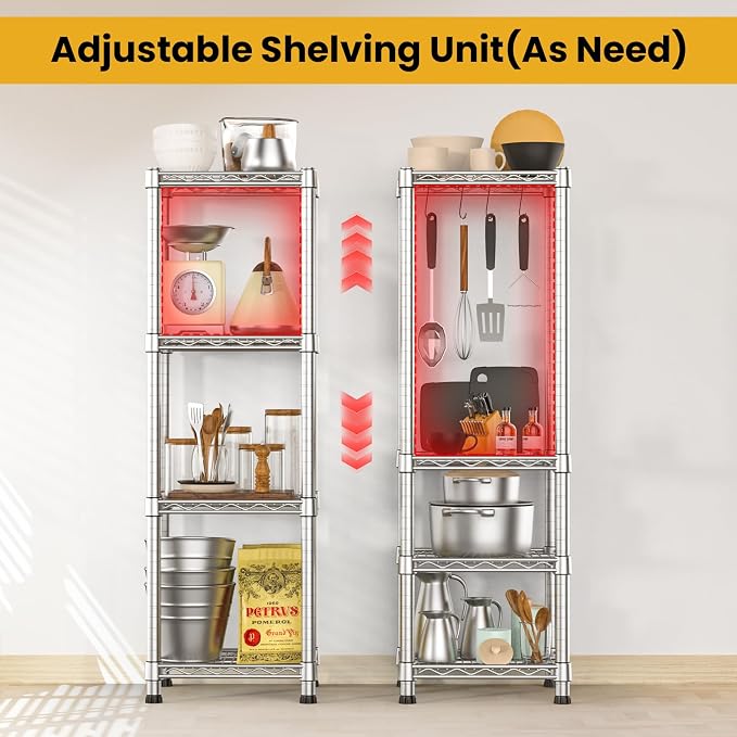 Metal Wire Shelving Unit Storage Shelves 4 Tier Adjustable Shelf Sturdy Steel - Image 6