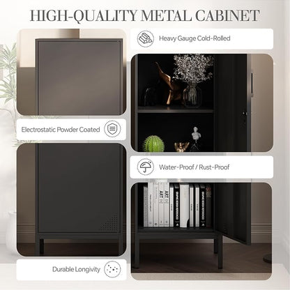 Black Metal Locker Cabinet, 59.1" Lockable Storage Locker - Image 5