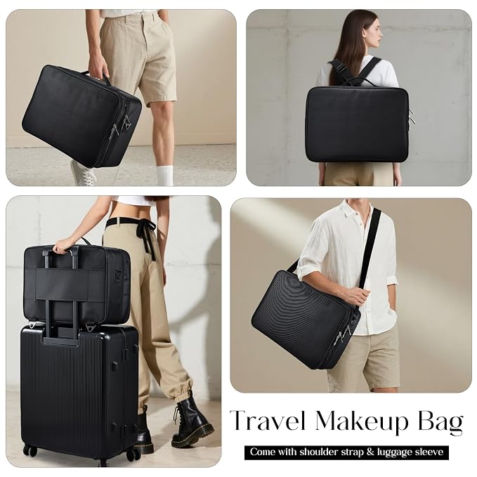Adazzo Large Makeup Bag, 3 Layers 17” Makeup Case Organizer - Image 5