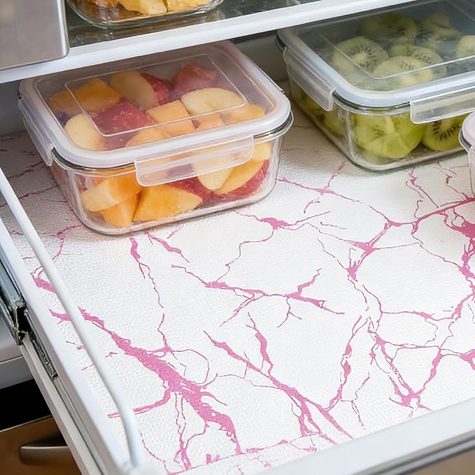 Pink Marble Pattern Shelf Liner, Non-Adhesive Non-Slip Thickened Drawer Liner - Image 6