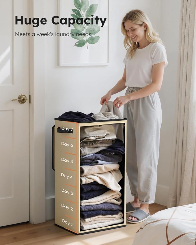 SOLEDI Laundry Hamper with Lid 100L Large & Tall Collapsible Laundry Basket - Image 3