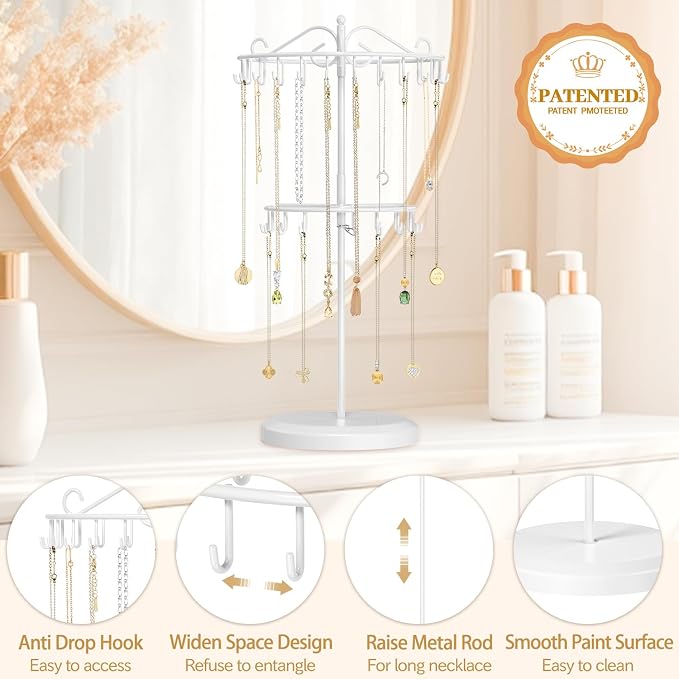 MODOWEY Rotating Necklace Holder Organizer Display Stand - Image 4