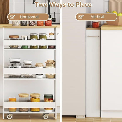 Slim Rolling Storage Cart, 4 Tier Narrow Kitchen Cart - Image 4
