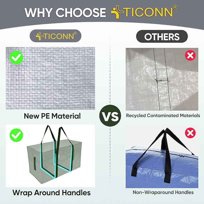 TICONN 8 Pack Extra Large Moving Bags Heavy Duty - Image 4