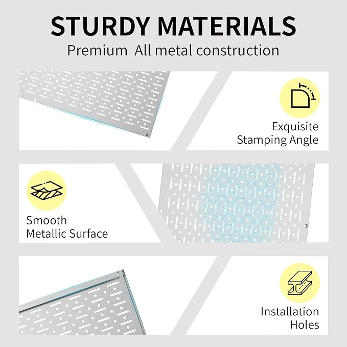 Pegboard Wall Organizer 2 PCS 32" x 16" Silvery Peg Board Metal Pegboard Panels - Image 5