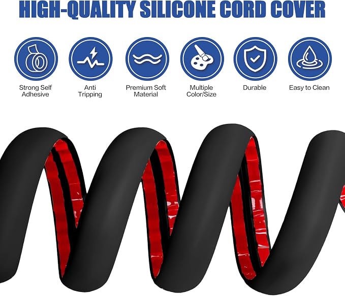 Floor Cord Cover Self Adhesive Cord Hider, 3.3FT Cable Management, Extension - Image 3