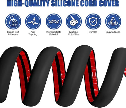 Floor Cord Cover Self Adhesive Cord Hider, 3.3FT Cable Management, Extension - Image 3