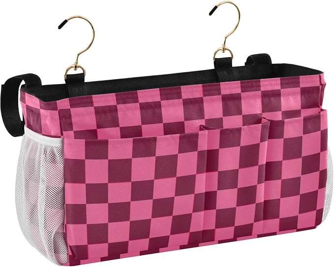 Checkered Hot Pink Bedside Caddy - Image 2