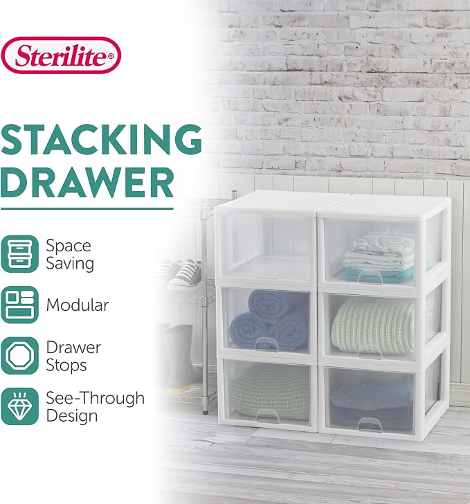 Sterilite 12-Pack 27 Quart Stacking Drawer, Accessories, Craft Supplies - Image 4