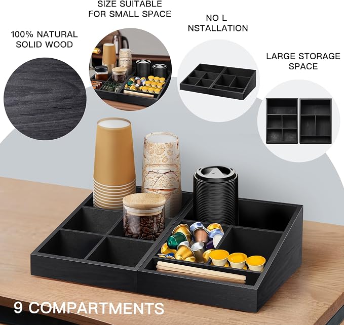 MINCORD Coffee Station Organizer Coffee Condiment Service Tray - Image 4