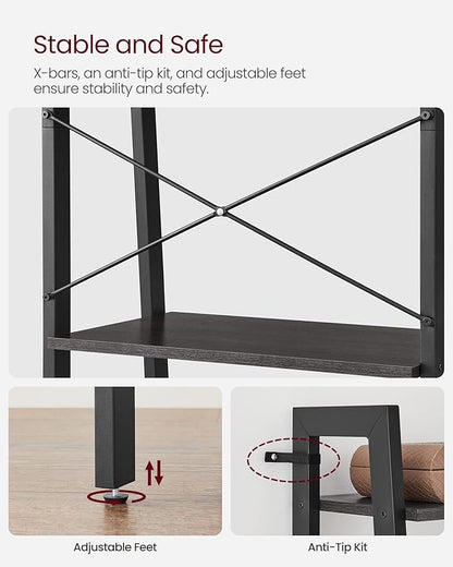 VASAGLE Ladder Shelf, 4-Tier Bookshelf, Storage Rack, Bookcase - Image 5